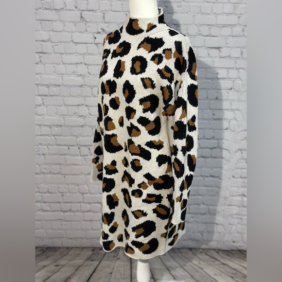 LOVE TREND New York Woman’s Leopard Printed Mock Neck Sweater Dress Size M - Picture 4 of 12